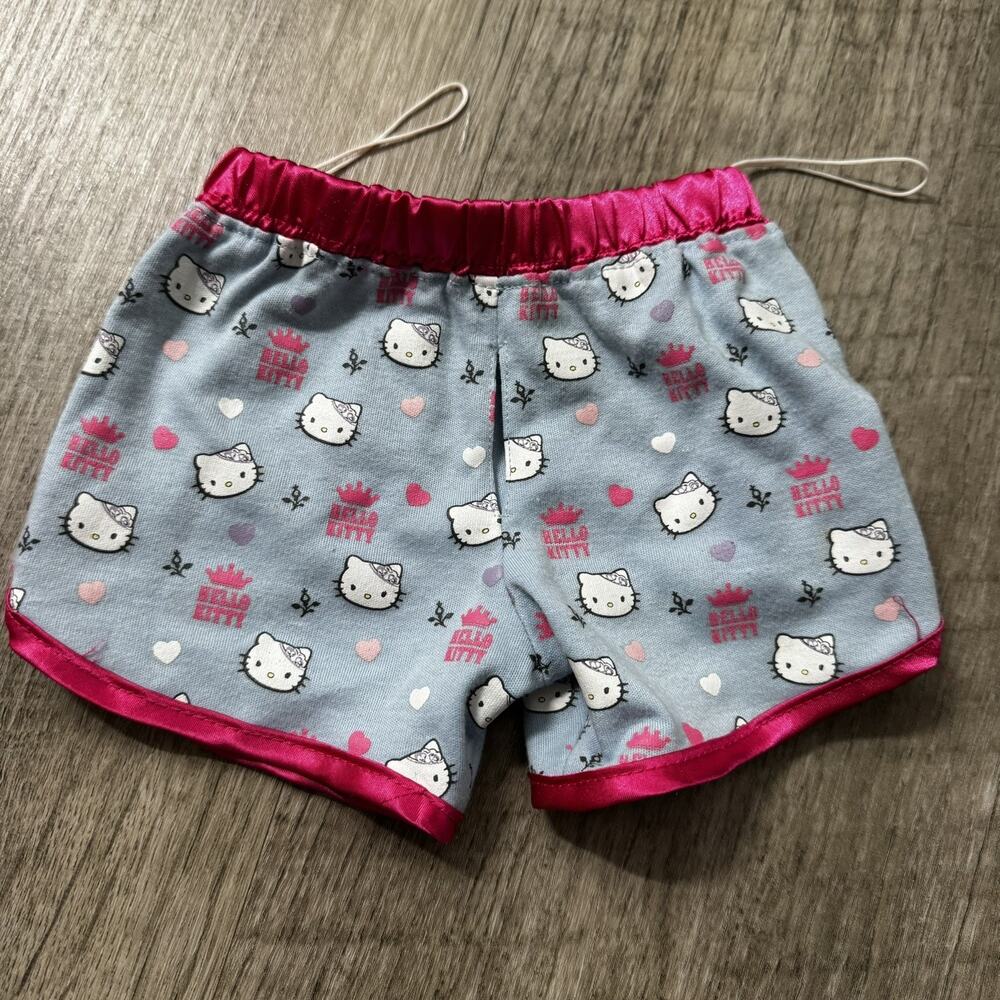 Build A Bear Hello Kitty Shorts BABW Blue Pink Satin Lined Sanrio Pajama
